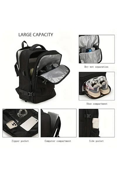 Weixier Airplane Travel Backpack, 40x30x20 cm, WizzAir Accepted, Multiple Compartments, Business, Black