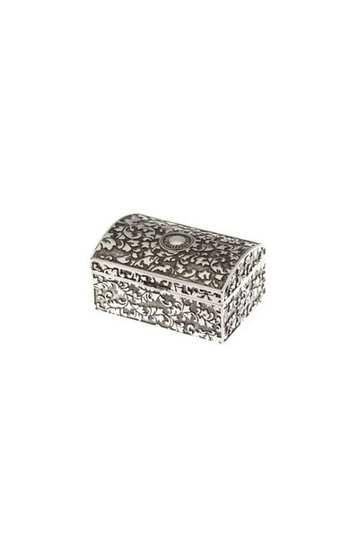 Ginza Silver-Plated Jewelry Box with Floral Design, Small