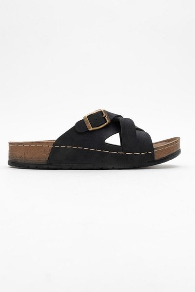 CCWAY AYAKKABI Women's Cross Velcro Sandals Black