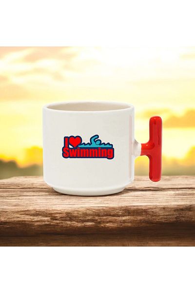 BB TRADE I Love Swimming t Handled Ceramic Printed Mug 250 ml