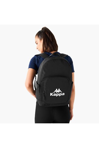 Kappa Kappa Logo Print Backpack with Adjustable Shoulder Straps