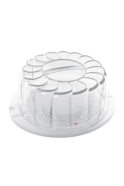 Snips Delice Easy-to-Clean High Quality Sleek Cake Stand with Dome Clear and White