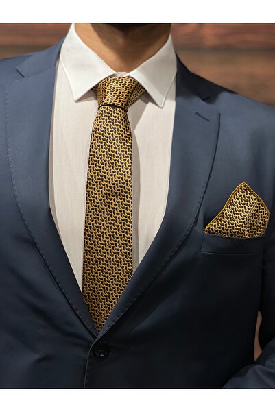 BZN Men's Yellow Handkerchief Tie