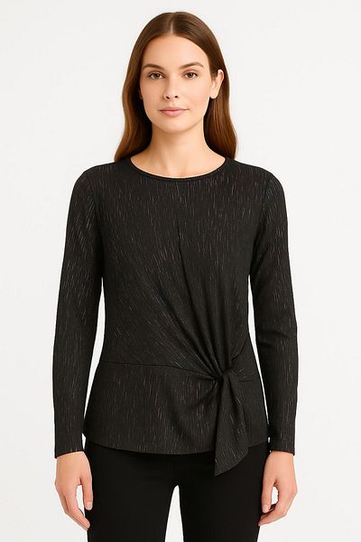Kübra Tekstil Lupinn Fashion Women's Black Lurex Sparkle Long Sleeve Stylish Blouse – Suitable for Night & Day Wear