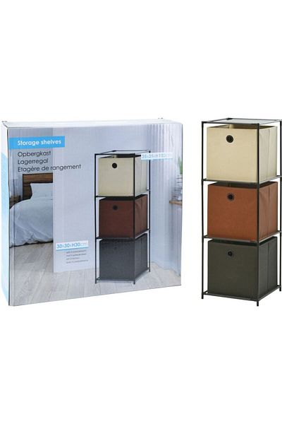 Excellent 3-tier storage shelf with textile boxes 102 cm