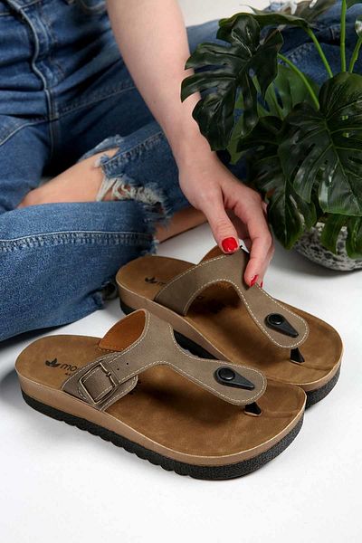 CCWAY AYAKKABI Women's Flip Flops Mink Matte