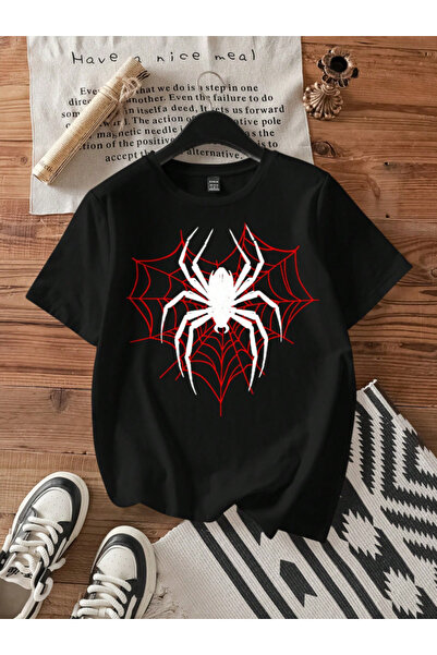 COHERENT Unisex Erkek/Kadın SPIDER Özel Baskılı Oversize Pamuklu T-Shirt