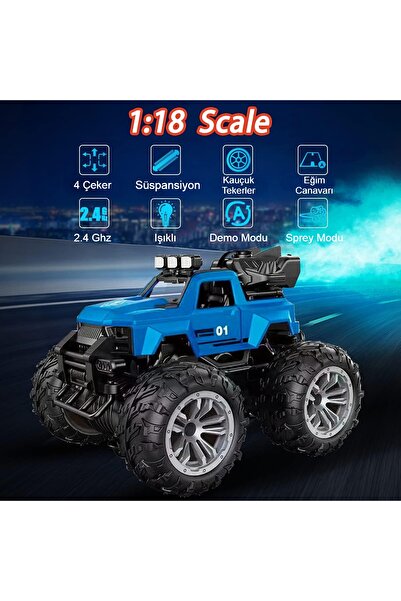 MJ TOYS Uzaktan Kumandalı Şarjlı Duman Atan Araba 4x4 Buharlı Işıklı Uzaktan Kumandalı Off Road Araba Rc Stu