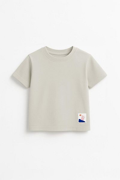 LUESS Tricou de bază unisex pentru copii 100% bumbac - bej (3-4 ani 8-9 ani)