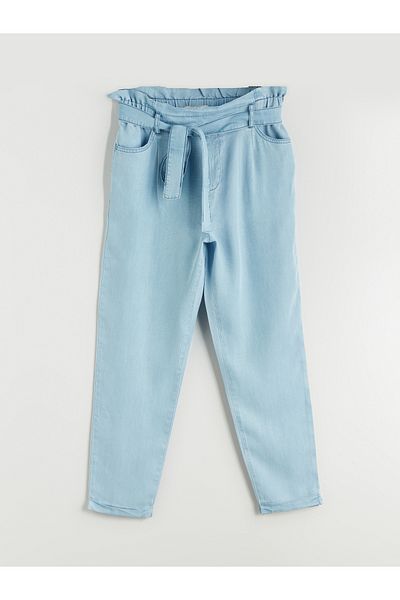 LC Waikiki Paperbag Women's Jean Trousers with Belt