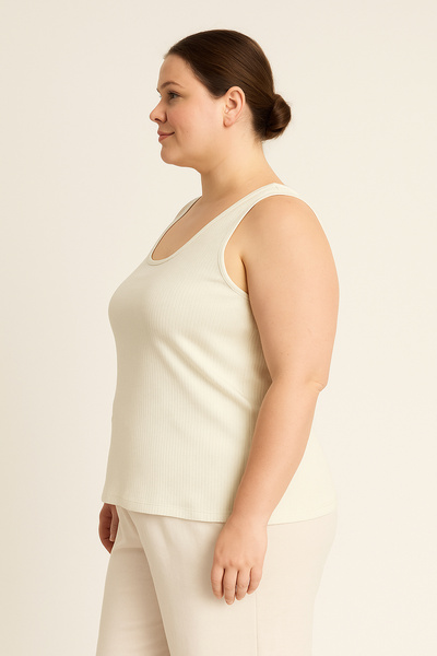 HNX Cotton Ribbed Textured Large Size Women's Undershirt