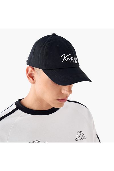 Kappa Logo Embroidered Cap with Buckled Strap Closure