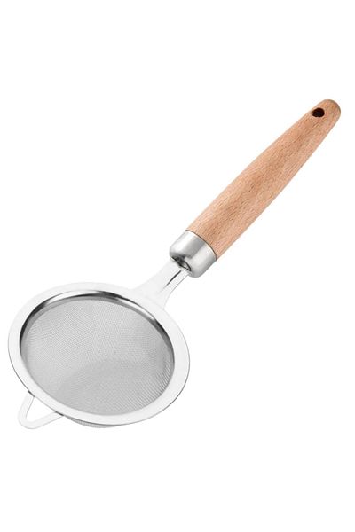 PUFO sită tip sită cu mâner din lemn, ideală pentru ceai sau dulciuri, 26 cm