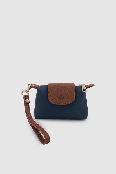 Wuclo Yulie Metal Accessory Detailed Zipper and Magnet Closure Parachute Fabric Women's Hand Wallet Navy Blue