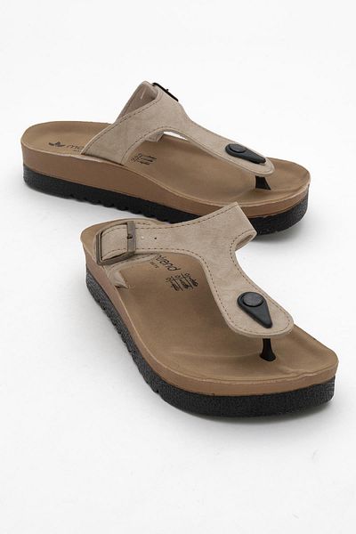 CCWAY AYAKKABI Women's Flip Flops Beige Matte