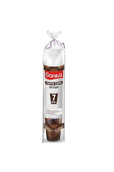Sanita Disposable Paper Cup Set Brown and White 7oz