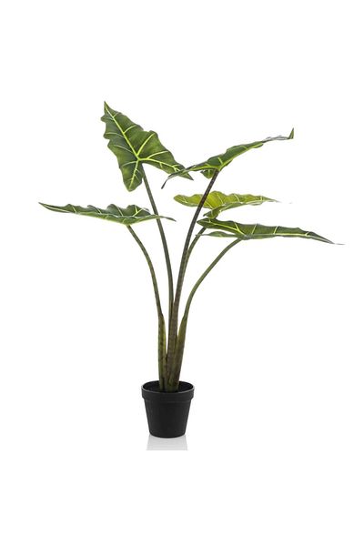 DESİGN Artificial Alocasia plant, Azay Design, with 5 green leaves and stems with natural details, H 80 cm