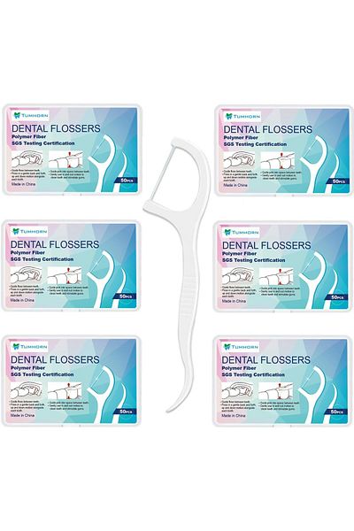 Generic Dental Floss Picks, Travel Toothpicks for Oral Care Sticks 6 Boxes (300 Pieces)