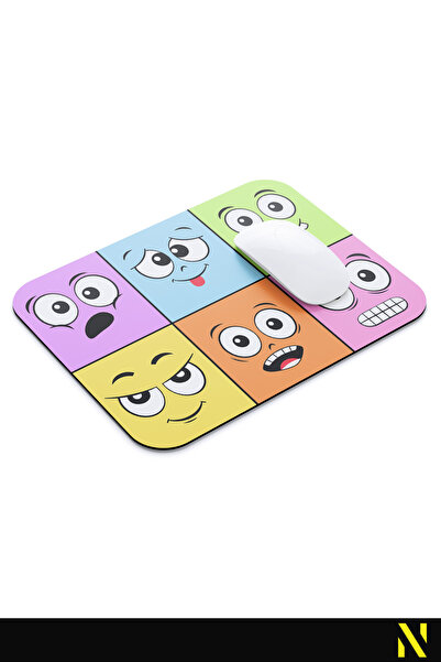nilizma Изрази Емоджи Емоции Подложка за мишка с мотиви, свързани с настроението - 23 cm x 19 cm - Подложка за мишка с неплъзгаща се основа