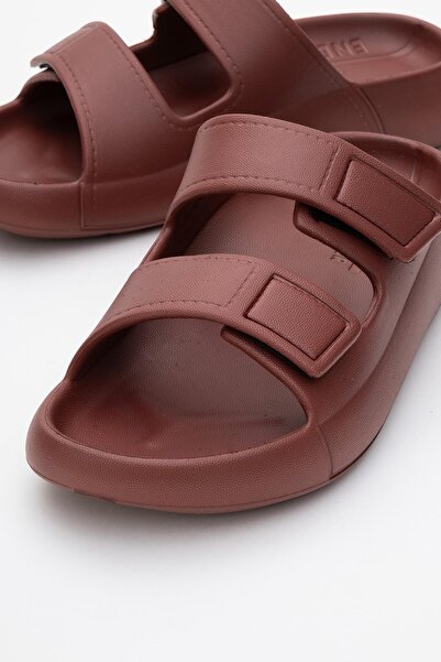 CCWAY AYAKKABI Women's Velcro Slippers Claret Red