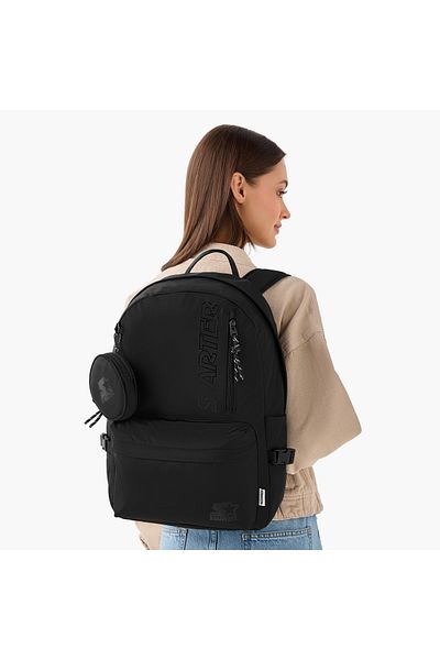 Starter Starter Logo Print Backpack with Adjustable Shoulder Straps and Pouch