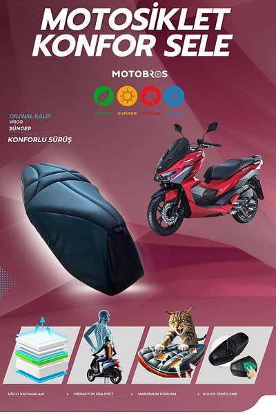 Motobros Sym Jet X Comfort Saddle Cover Visco Sponge (Tear Resistant)