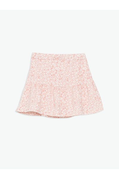 LC Waikiki Floral Girl's Shorts Skirt with Elastic Waist