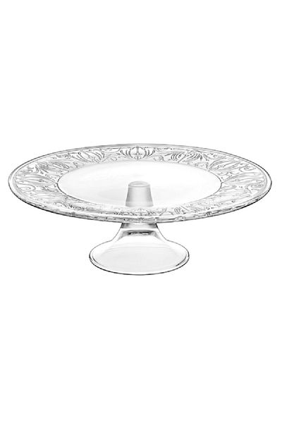Vidivi Burano High Definition Glass Footed Cake Plate Crystal Clear 33cm