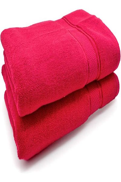 RISHAHOME 100% Cotton 2-Piece Bath Towel Set 70x140 cm – Red – Soft & Absorbent Premium Towels