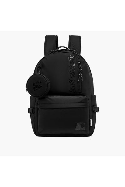 Starter Starter Logo Print Backpack with Adjustable Shoulder Straps and Pouch