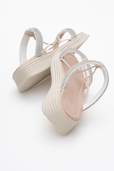 CCWAY AYAKKABI Women's Stone Flat Slippers Beige Beige