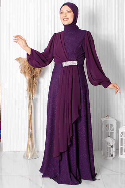 SUBU TASARIM Shahrazat Evening Dress Purple Tbs884