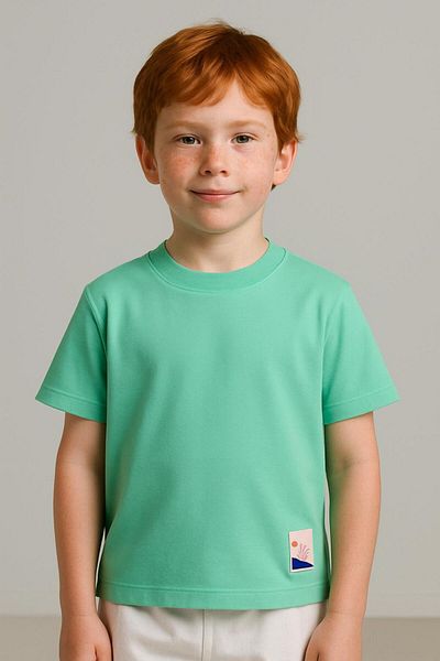 LUESS Tricou de bază unisex pentru copii 100% bumbac - mentă (3-4 ani 8-9 ani)