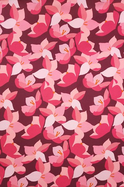 SARDO KUMAŞ Floral Patterned Digital Printed Chiffon Satin Fabric / Width 1.50 cm - Dress, Curtain and Cushion