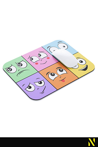 nilizma Изрази Емоджи Емоции Подложка за мишка с мотиви, свързани с настроението - 23 cm x 19 cm - Подложка за мишка с неплъзгаща се основа