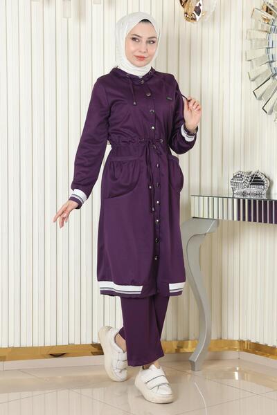 Missvalle Σετ με κουκούλα με ριμπάνα μωβ MSW19196