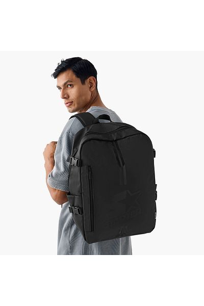 Starter Starter Logo Print Backpack with Adjustable Straps and Zip Closure