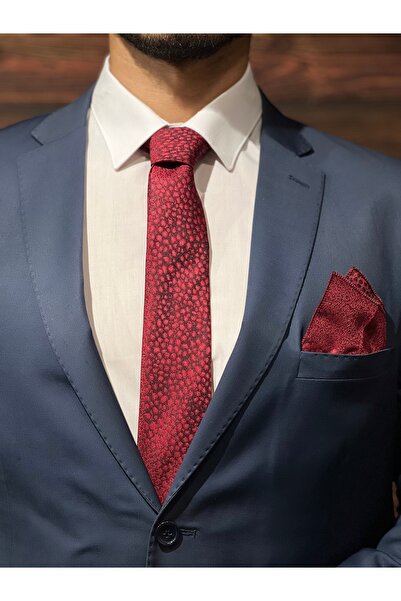 BZN Men's Red Handkerchief Tie
