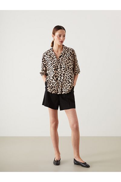 LC Waikiki Pantaloni scurți de damă, cu croială lejeră, amestecate de in