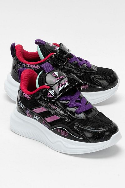 Liger Children's Velcro Smart Lacing Sports Shoes Black - Fuchia