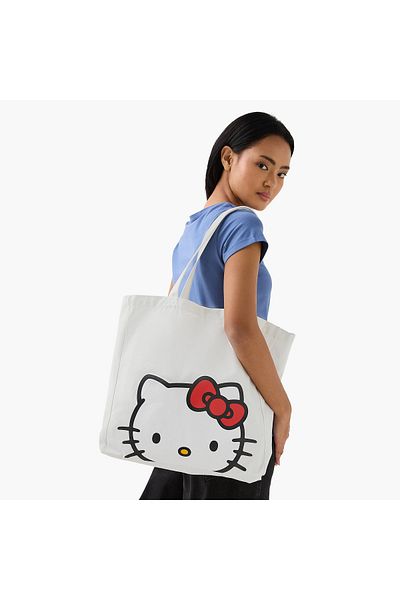 SP Characters Hello Kitty Print Shopper Bag with Double Handles