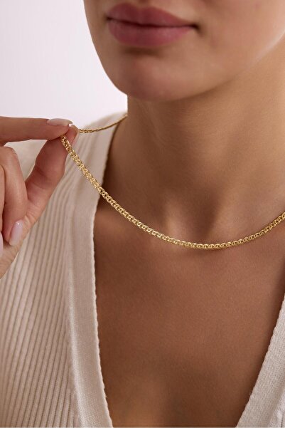 Tufanlar Kuyumculuk 14 Ayar Yassı Halkalı Nonna Altın Zincir Kolye (4.50 mm)