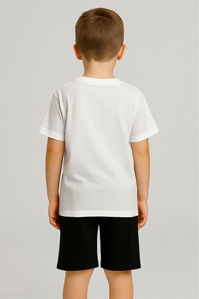 Motebarn Wear Boy's Cube Printed Top-Down Suit White