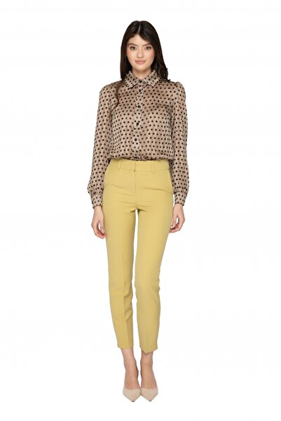 Atmosphere Fashion Cămașă office din voal maro cu buline negre