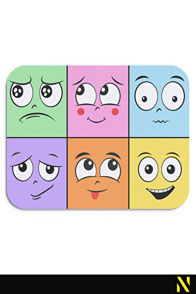 nilizma Изрази Емоджи Емоции Подложка за мишка с мотиви, свързани с настроението - 23 cm x 19 cm - Подложка за мишка с неплъзгаща се основа