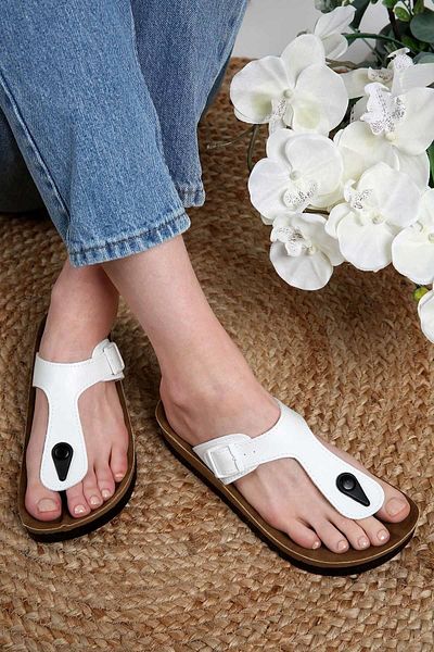 CCWAY AYAKKABI Women's Flip Flops White Matte