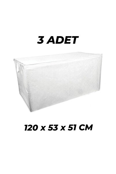 Genel Markalar Yorgan Hurcu Battal Mega Plus, 3'lü set, 120x53x51 cm, Beyaz ve Çok Renkli