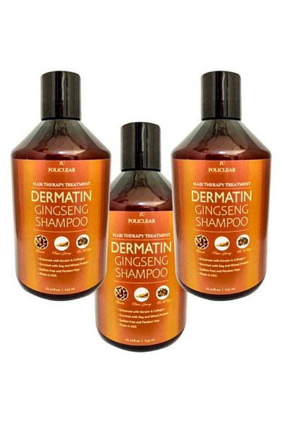 Enseb Policlear Dermatin Shampoo Special Care Shampoo with Ginseng 500 ml X 3 Pcs