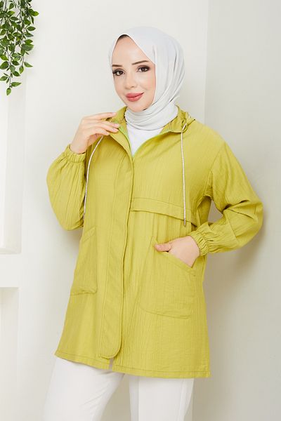 Pamuk Butik Women's Short Cap with Pocket and Hidden Zipper