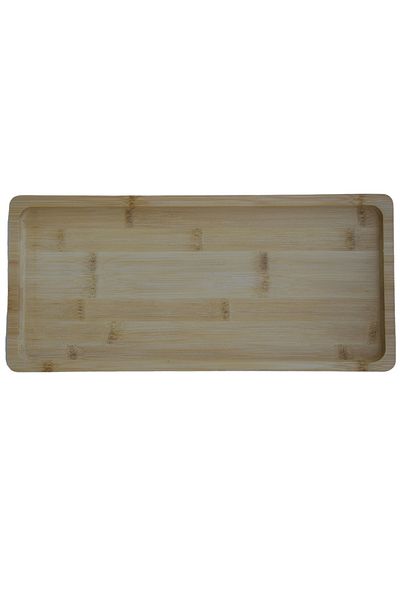 PUFO bamboo wooden platter for serving food, appetizers, sweets, pizza, 37 x 17 cm, brown
